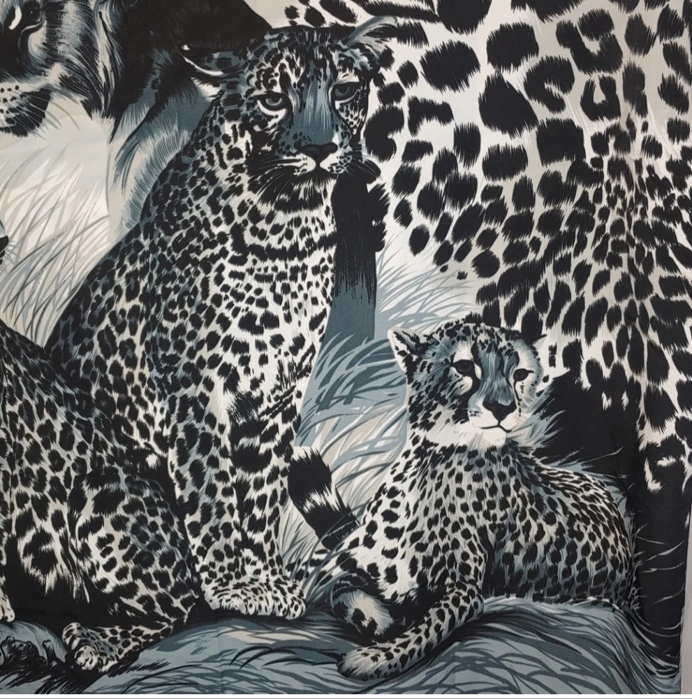 Y2k Camp Shirt Men XL Cat Pride Mama Leopard Cubs Black Button Front Vtg 90s AOP